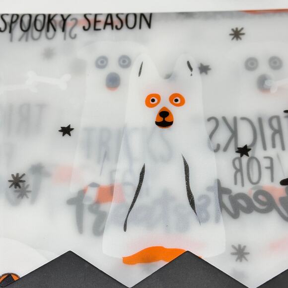 Halloween Ghost Dog Shower Curtains 72x72 Set of 2 Tricks for Treats New Spooky - Picture 5 of 9